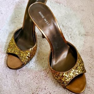 Nine west gold glitter open back